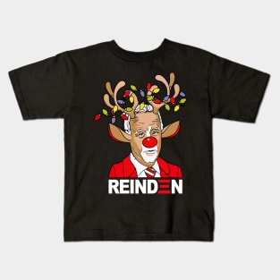 Reinden Santa Claus Reindeer Joe Funny Biden Christmas Holiday Kids T-Shirt